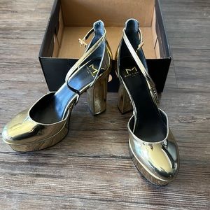 Marc Fisher Chunky Gold Heels